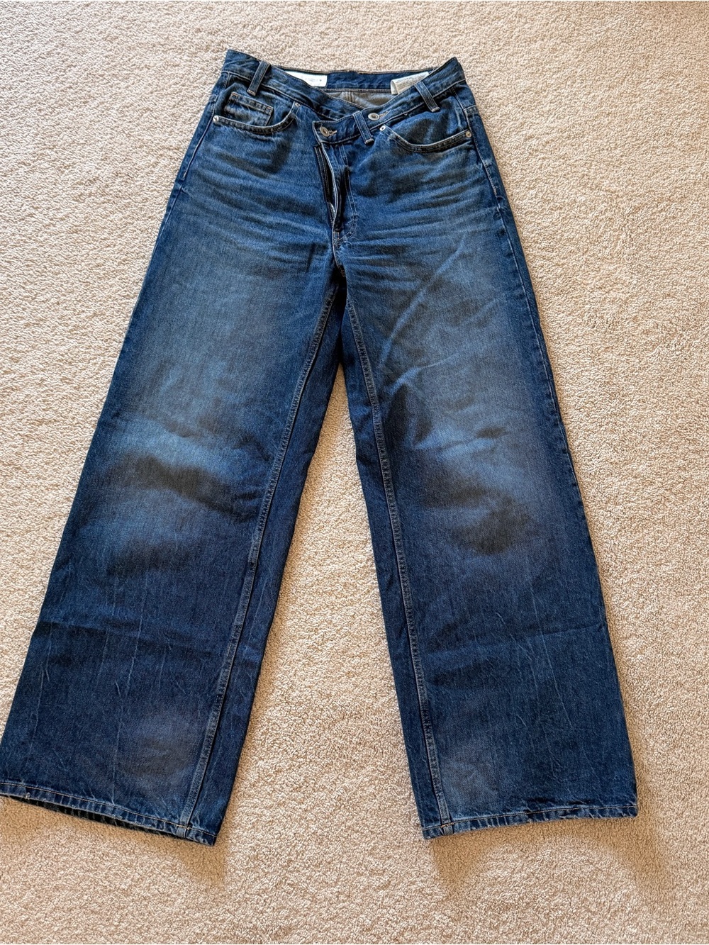 Zara High-Rise Wide Leg Jeans - Asymmetrical Waist Jeans